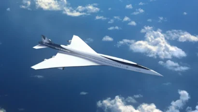 序曲、ブーム超音速によって構築された新しい超音速航空機(イラスト画像)。© 2022 ブーム超音速