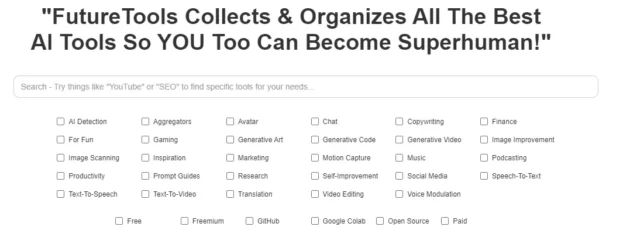 エキスパートシステムの印象的なリスト。© https://www.futuretools.io/