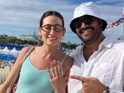 エドゥアルド・ヤコボとナタリア・バスティダは、女子チームのアーチェリーイベントで新たに婚約したカップルとして初日を過ごしました。© RFI/ポール・マイヤーズ