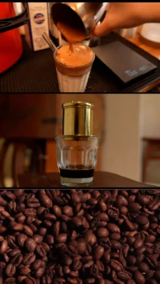 ベトナムのフィルターコーヒーは、「フィン」と呼ばれる金属製デバイスを使用してゆっくりと淹れます。©AFP